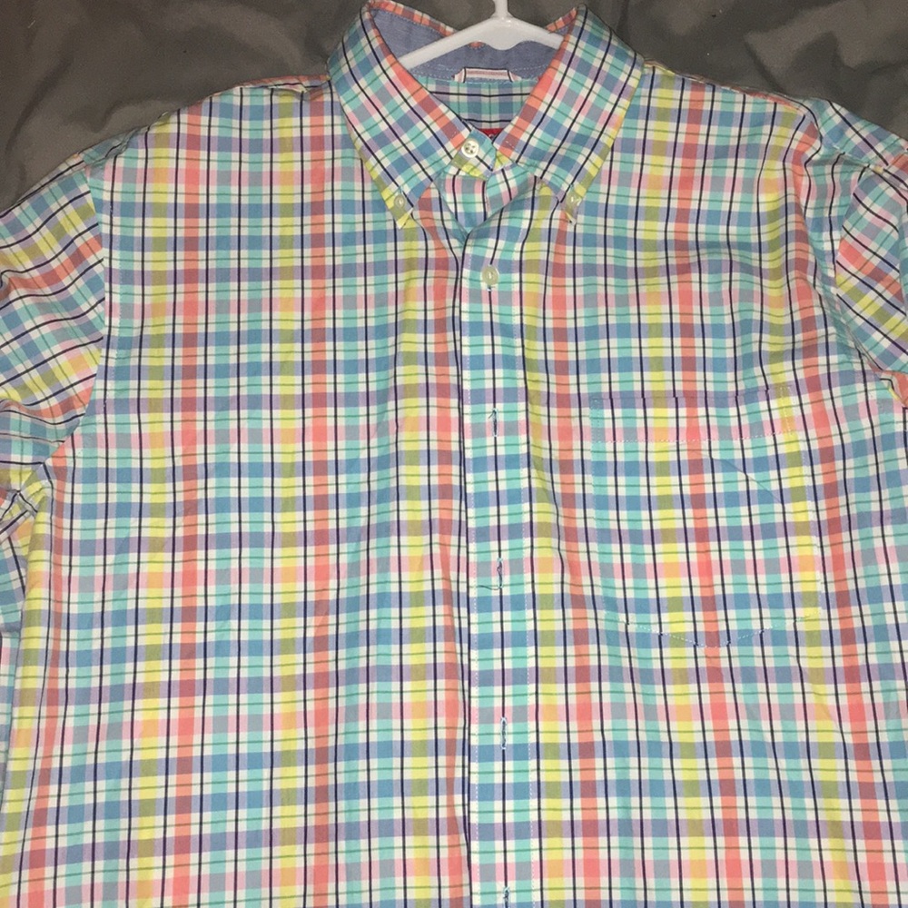 Spring colored plaid long sleeve button up